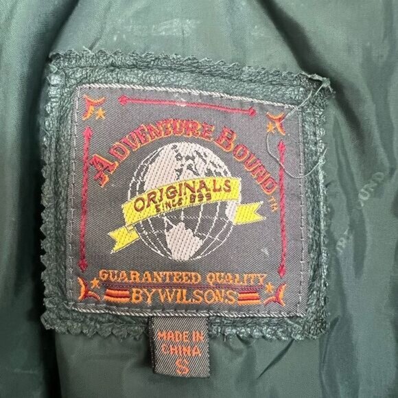 Wilsons Leather Adventure Bound Vintage 80s Army Green Moto Leather Jacket - Picture 14 of 16